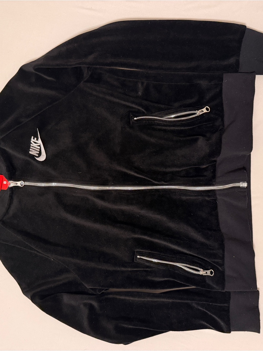 Nike Black Velour Full Zip Track Jacket Size Small